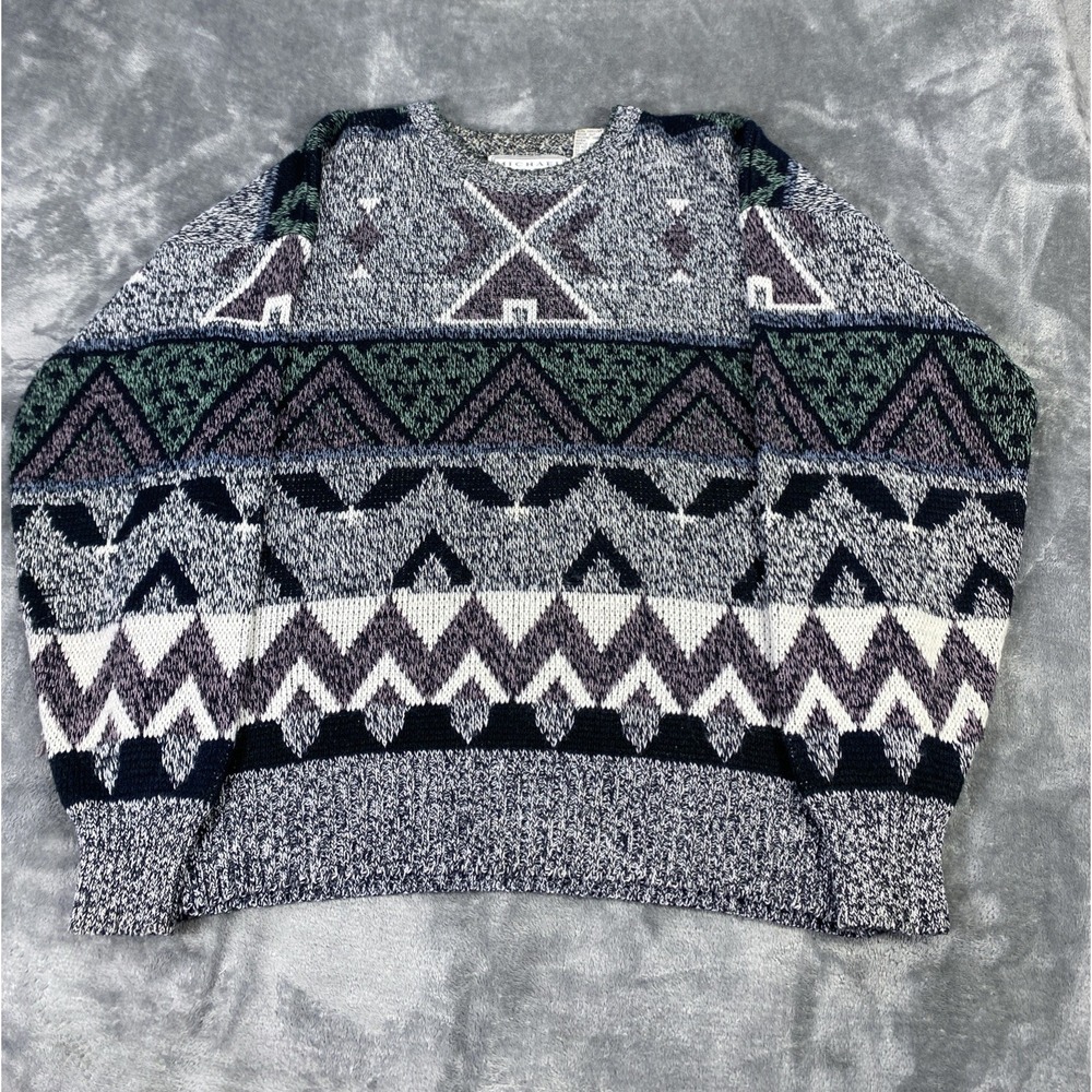 Vintage Michael Gerald Sweater Mens Large Geometric Abstract Knit Pullover 90s‎